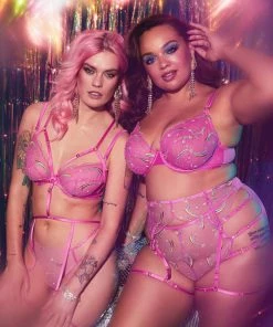 Playful Promises Coccinelle Rainbow Shooting Star Pride Embroidery Suspender Belt