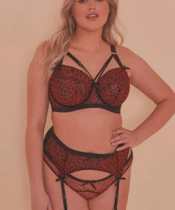 Playful Promises Josie Leopard Mesh Picot Suspender Belt Core Suspenders 24 Playful Promises Josie Leopard Mesh Picot Suspender Belt Core Suspenders