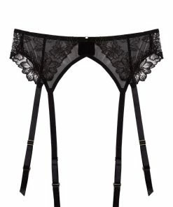 Playful Promises Marlowe Black Floral Embroidered Suspender