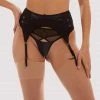 Playful Promises Charlie Black Cut-out Suspender Belt Suspenders