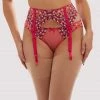 Playful Promises Cherry Embroidery Coral Suspender Belt
