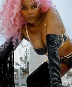 Playful Promises Skull & Roses Embroidery Peach Suspender Belt Suspenders