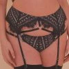 Playful Promises Sky Pearl Lace Harness Curve Suspender Belt