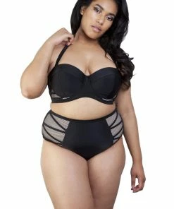 Playful Promises Hunter McGrady Plus Size/Curve Black Mesh Insert Bikini Top
