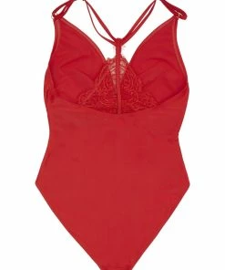 Playful Promises Hunter McGrady Plus Size/Curve Red Lace Detail Swimsuit
