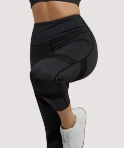 Wolf & Whistle Grey Marl Mesh Panel Crop Leggings Outlet
