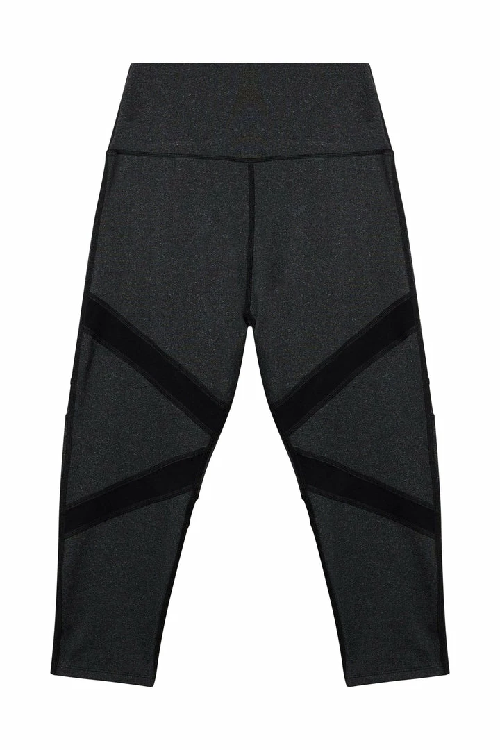 Wolf & Whistle Grey Marl Mesh Panel Crop Leggings Outlet 4 Wolf & Whistle Grey Marl Mesh Panel Crop Leggings Outlet