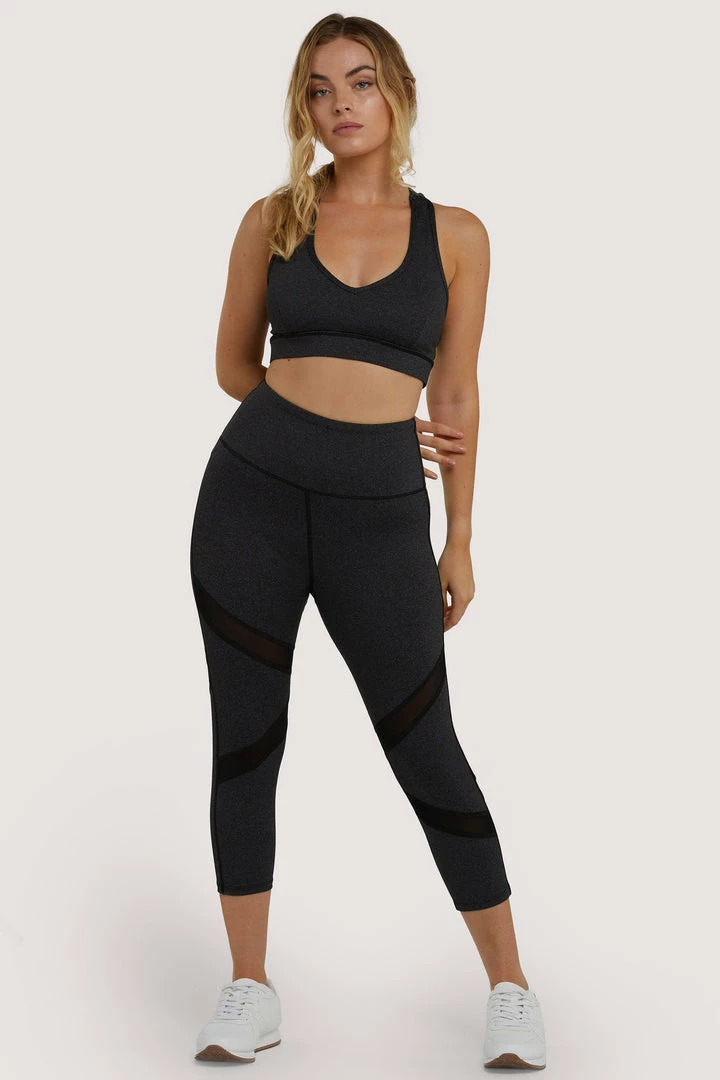 Wolf & Whistle Grey Marl Mesh Panel Crop Leggings Outlet 5 Wolf & Whistle Grey Marl Mesh Panel Crop Leggings Outlet