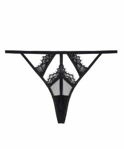 Wolf & Whistle Fleur Black Caged Lace Thong
