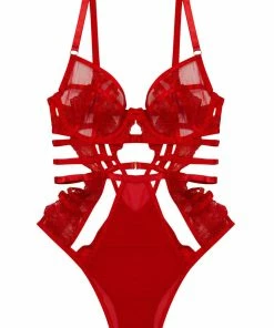 Wolf & Whistle Armelle Red Cut Out Strappy Body Bodies