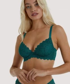 Wolf & Whistle Ariana Teal Everyday Lace Bra Outlet