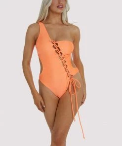 Wolf & Whistle Swimwear Gianna Orange Lattice Swimsuit 11 Wolf & Whistle Swimwear Gianna Orange Lattice Swimsuit