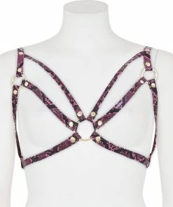 Regalia Purple Snake Open Harness Bra Erotic
