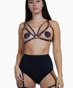 Regalia Purple Snake Open Harness Bra Erotic