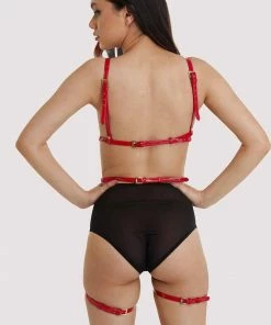 Regalia Erotic Open Harness Bra With Leg Cuffs Red
