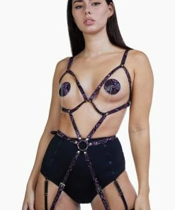 Regalia Purple Snake Open Cup Leg Cuff Harness