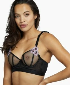 Regalia Colette Flower Applique Longline Mesh Bra