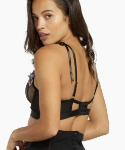 Regalia Colette Flower Applique Longline Mesh Bra