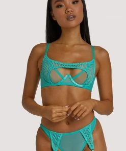 Regalia Greta Mint Fishnet Overbust Wired Bra Erotic