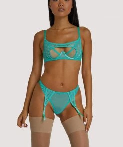 Regalia Greta Mint Fishnet Overbust Wired Bra Erotic