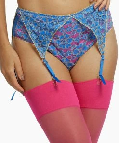 Regalia Outlet Aviyah Contrast Lace Suspender High Waist Brief