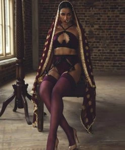 Regalia Hallie Wine & Black Lace Suspender