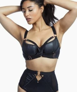 Scantilly By Curvy Kate Outlet Scantilly Black Harnessed Padded Half Cup Bra