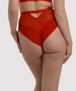 Scantilly By Curvy Kate Sheer Chic Flame Red High Waist Brief