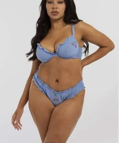 Squish Lili Blue Diamante Cherry Plunge Bra Plunge Bras
