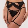 Wolf & Whistle Cora Black Mesh & Trim Cut Out Suspender