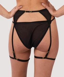 Wolf & Whistle Cora Black Mesh & Trim Cut Out Suspender