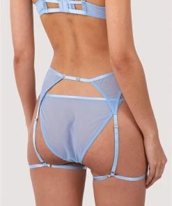Wolf & Whistle Cora Blue Mesh & Trim Cut Out Suspender