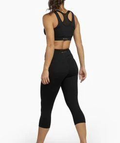 Wolf & Whistle Activewear Black Cropped Leggings With Crossover Waistband