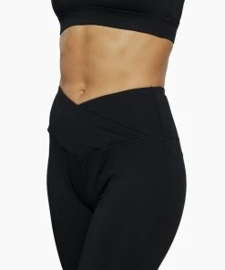 Wolf & Whistle Activewear Black Cropped Leggings With Crossover Waistband