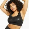 Wolf & Whistle Black Wet Leopard Look Black Sports Bra Curve