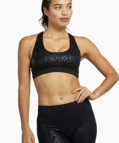 Wolf & Whistle Outlet Black Wet Leopard Look Sports Bra