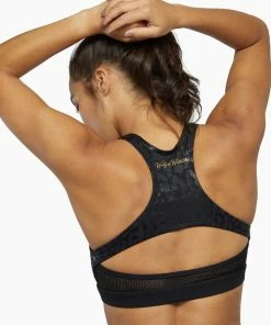 Wolf & Whistle Outlet Black Wet Leopard Look Sports Bra