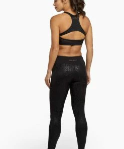 Activewear Wolf & Whistle Black Wet Look Leopard Back High Waist Leggings