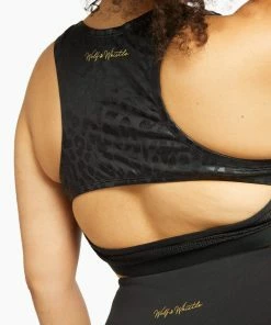 Wolf & Whistle Black Wet Look Leopard High Waist Leggings Curve