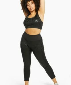 Wolf & Whistle Black Wet Look Leopard High Waist Leggings Curve