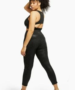 Wolf & Whistle Black Wet Look Leopard High Waist Leggings Curve