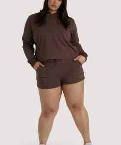 Wolf & Whistle Outlet Brown Tie Waist Curve Shorts