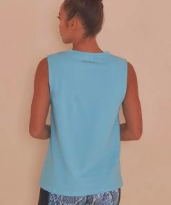 Wolf & Whistle Cotton Knot Front Vest Blue