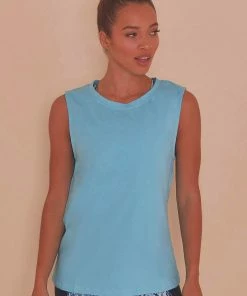 Wolf & Whistle Cotton Knot Front Vest Blue