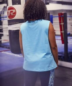 Wolf & Whistle Cotton Knot Front Vest Blue Curve