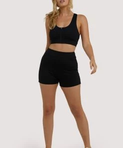 Wolf & Whistle Activewear Eco Black Zip Front Bra