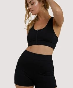 Wolf & Whistle Activewear Eco Black Zip Front Bra
