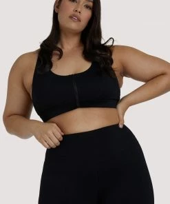Wolf & Whistle Activewear Eco Black Zip Front Curve Bra