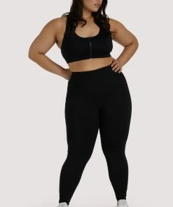 Wolf & Whistle Activewear Eco Black Zip Front Curve Bra
