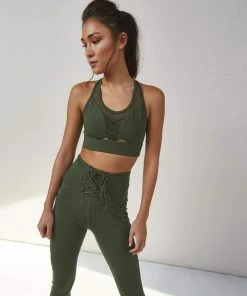 Wolf & Whistle Lace Up Leggings Khaki